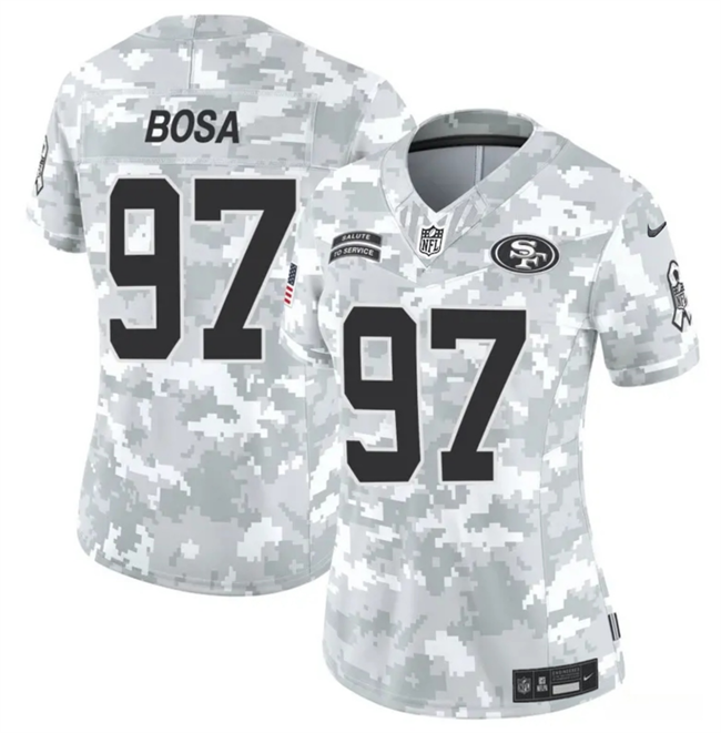 Women's San Francisco 49ers #97 Nick Bosa 2024 F.U.S.E Arctic Camo Salute to Service Limited Stitched Jersey(Run Small)