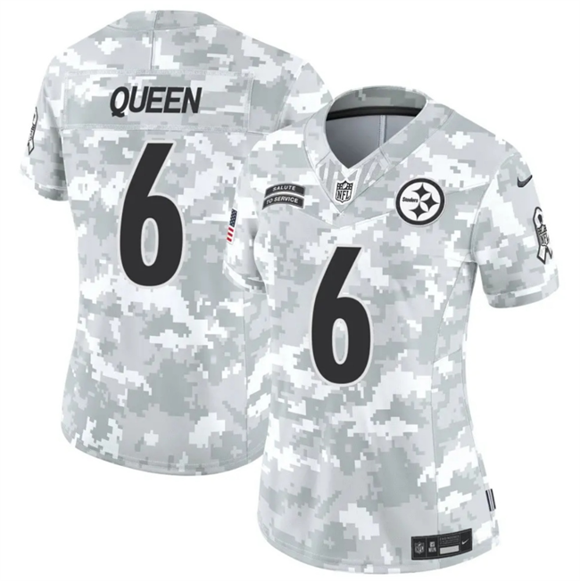 Women's Pittsburgh Steelers #6 Patrick Queen 2024 F.U.S.E Arctic Camo Salute to Service Limited Stitched Football Jersey(Run Small)