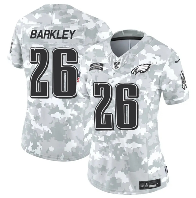 Women's Philadelphia Eagles #26 Saquon Barkley 2024 F.U.S.E Arctic Camo Salute to Service Limited Stitched Jersey(Run Small)