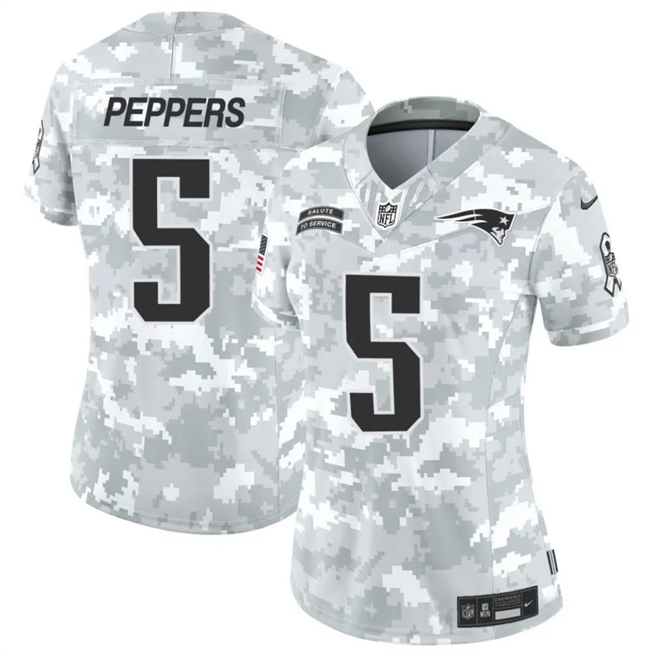 Women's New England Patriots #5 Jabrill Peppers 2024 F.U.S.E Arctic Camo Salute to Service Limited Stitched Jersey(Run Small)