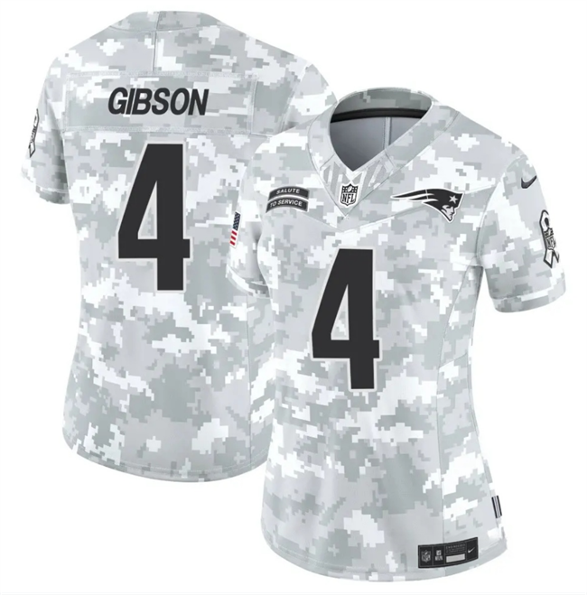 Women's New England Patriots #4 Antonio Gibson 2024 F.U.S.E Arctic Camo Salute to Service Limited Stitched Jersey(Run Small)