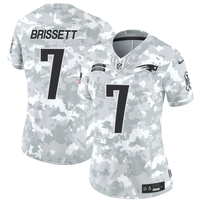 Women's New England Patriots #7 Jacoby Brissett 2024 F.U.S.E Arctic Camo Salute to Service Limited Stitched Jersey(Run Small)