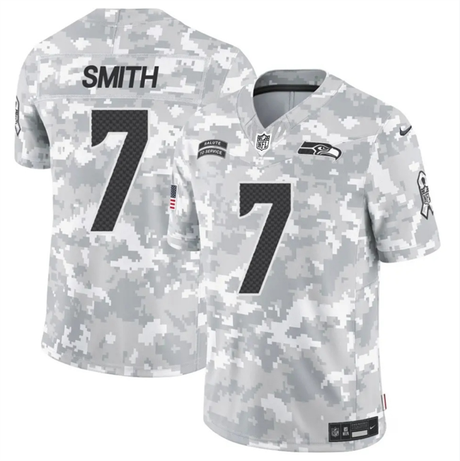 Men's Seattle Seahawks #7 Geno Smith 2024 F.U.S.E Arctic Camo Salute to Service Limited Stitched Football Jersey