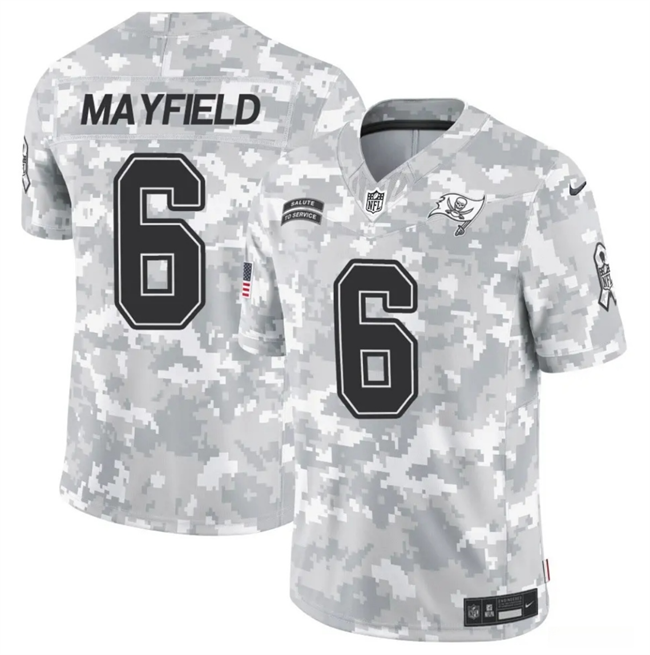 Men's Tampa Bay Buccaneers #6 Baker Mayfield 2024 F.U.S.E Arctic Camo Salute to Service Limited Stitched Football Jersey