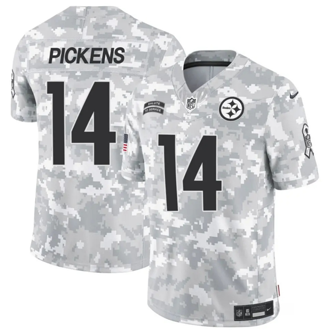 Men's Pittsburgh Steelers #14 George Pickens 2024 F.U.S.E Arctic Camo Salute to Service Limited Stitched Football Jersey