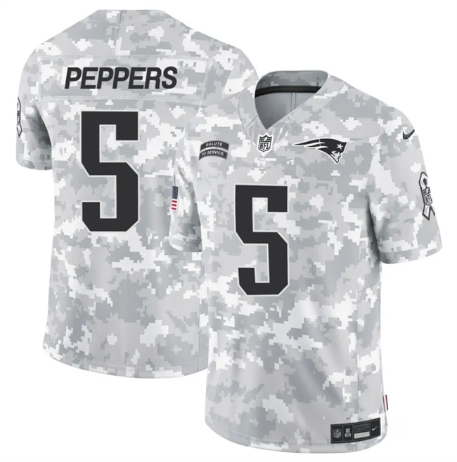 Men's New England Patriots #5 Jabrill Peppers 2024 F.U.S.E Arctic Camo Salute to Service Limited Stitched Jersey