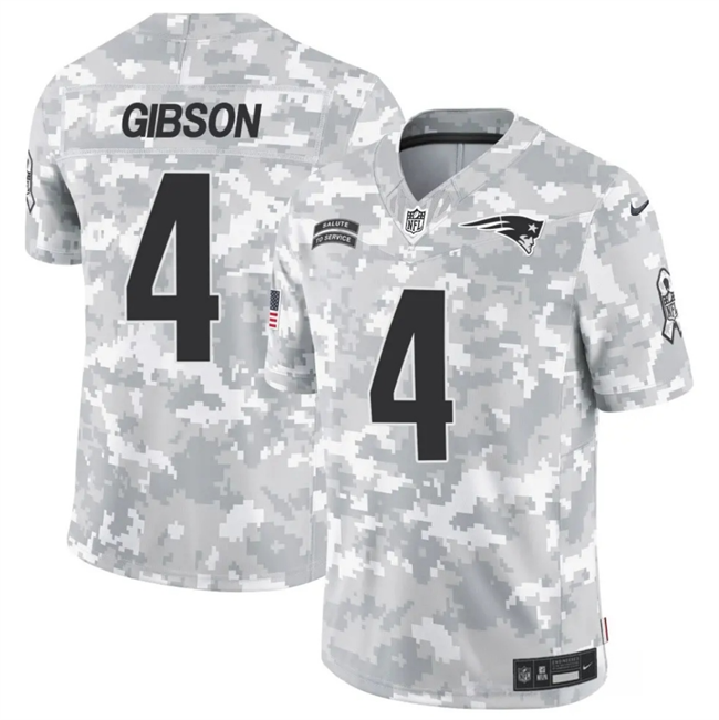 Men's New England Patriots #4 Antonio Gibson 2024 F.U.S.E Arctic Camo Salute to Service Limited Stitched Jersey