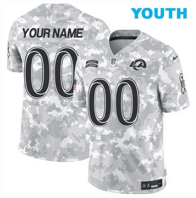 Youth Custom Los Angeles Rams 2024 F.U.S.E Arctic Camo Salute to Service Limited Stitched Football Jersey