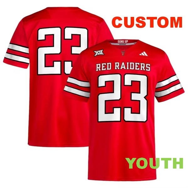 Youth Custom Texas Tech Red Raiders Red Home Stitched Jersey