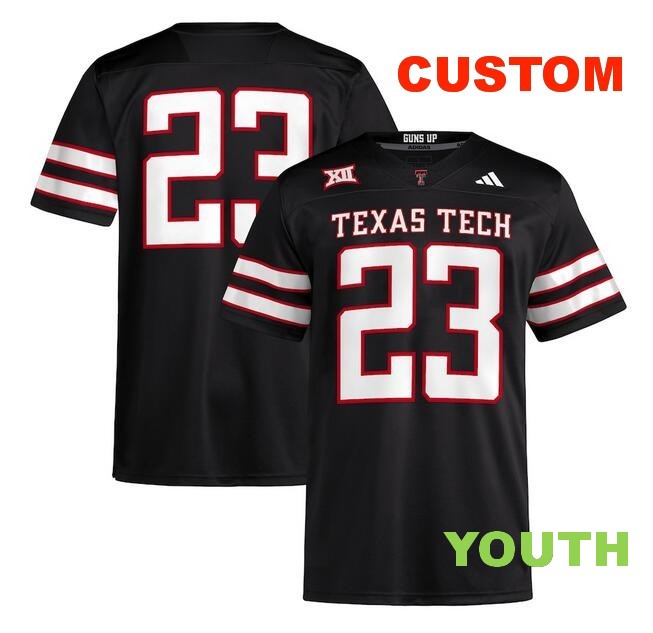 Youth Custom Texas Tech Red Raiders Black Alternate Stitched Jersey