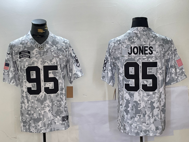 Men's Kansas City Chiefs #95 Chris Jones Arctic Camo 2024 FUSE Salute to Service Limited Stitched Jersey