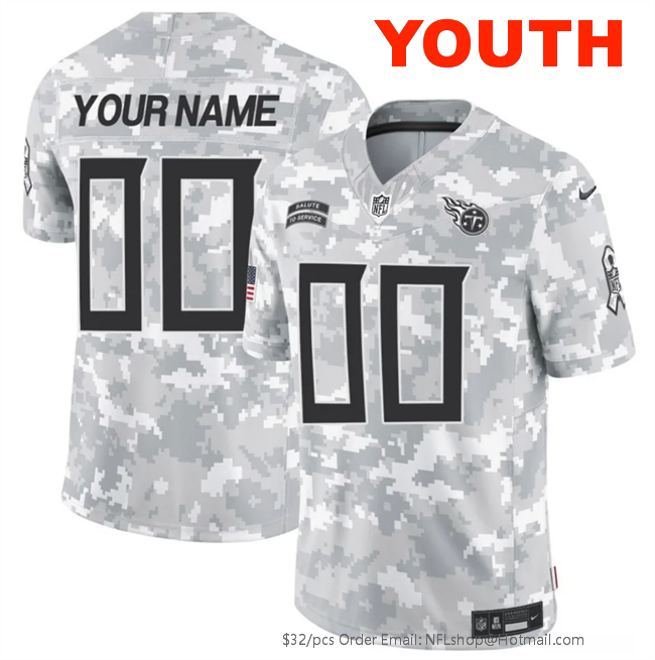 Youth Tennessee Titans Customized 2024 F.U.S.E Arctic Camo Salute to Service Limited Stitched Football Jersey