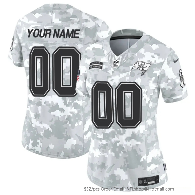 Women's Tampa Bay Buccaneers Customized 2024 F.U.S.E Arctic Camo Salute to Service Limited Stitched Football Jersey(Run Small)