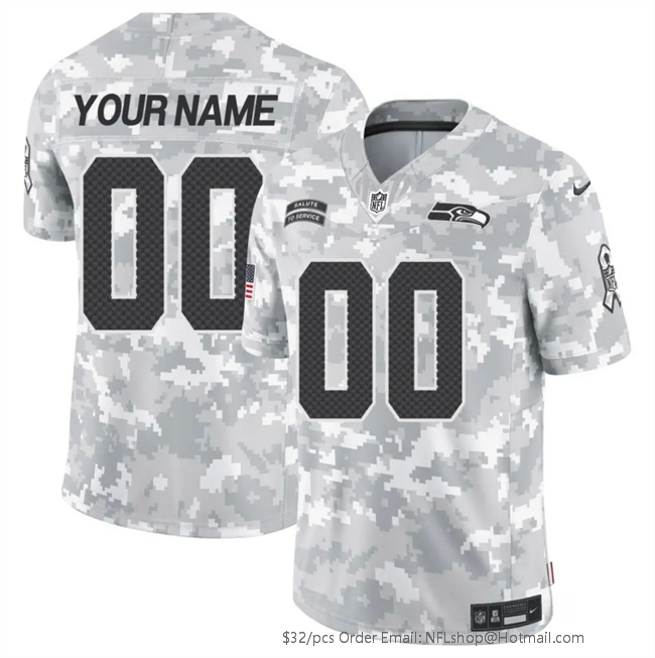 Men's Seattle Seahawks Customized 2024 F.U.S.E Arctic Camo Salute to Service Limited Stitched Football Jersey