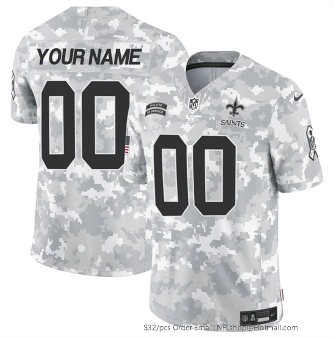 Men's New Orleans Saints Customized 2024 F.U.S.E Arctic Camo Salute to Service Limited Stitched Football Jersey