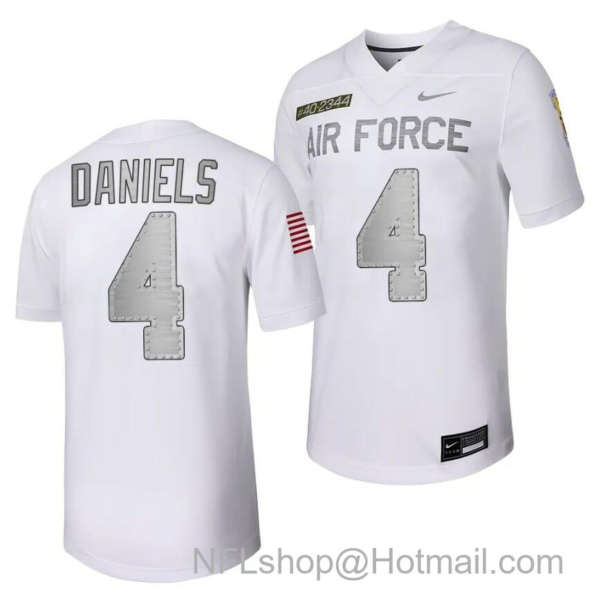 Men's Air Force Falcons Haaziq Daniels Jersey #4 Football Rivalry Legacy Series White