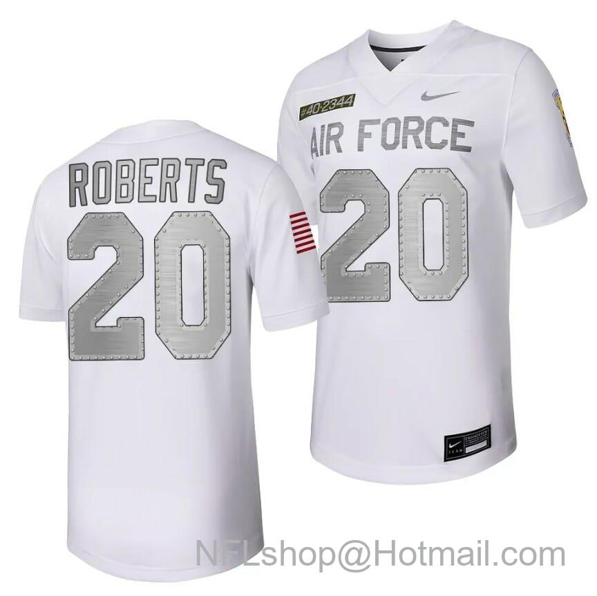 Men's Air Force Falcons Brad Roberts Jersey #20 Football Rivalry Legacy Series White