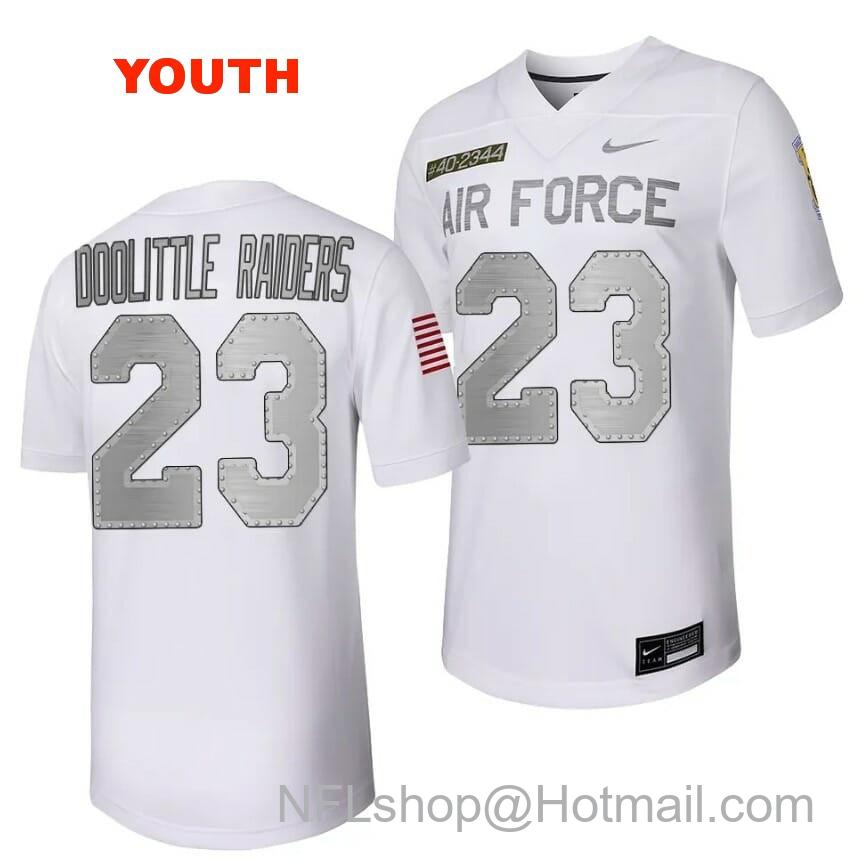 Youth Air Force Falcons Doolittle Raiders Jersey #23 Football Rivalry Legacy Series White