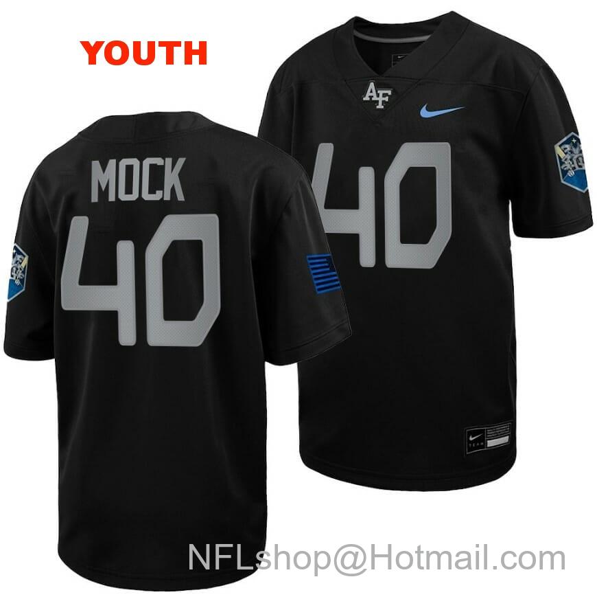 Youth Air Force Falcons Alec Mock Jersey #40 Football 2022 Space Force Rivalry Alternate Black