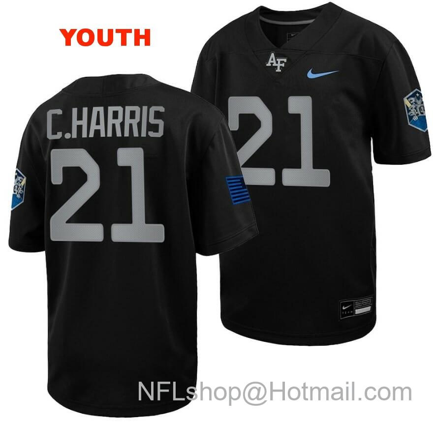 Youth Air Force Falcons Cade Harris Jersey #21 Football 2022 Space Force Rivalry Alternate Black