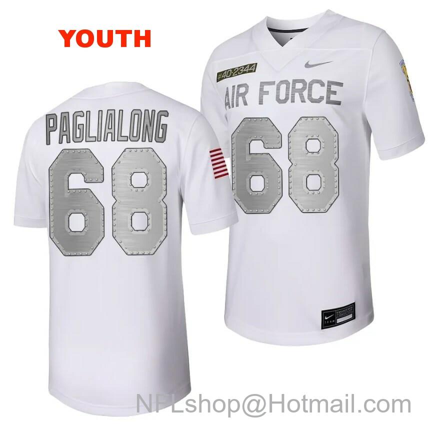 Youth Air Force Falcons Thor Paglialong Jersey #68 Football Rivalry Legacy Series White