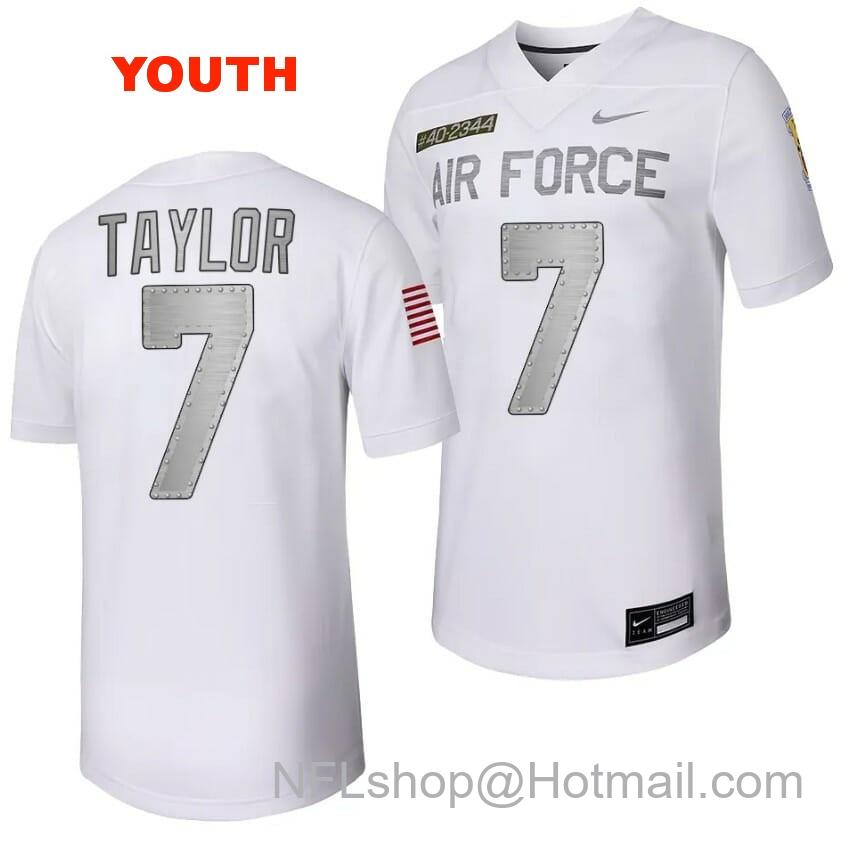 Youth Air Force Falcons Trey Taylor Jersey #7 Football Rivalry Legacy Series White