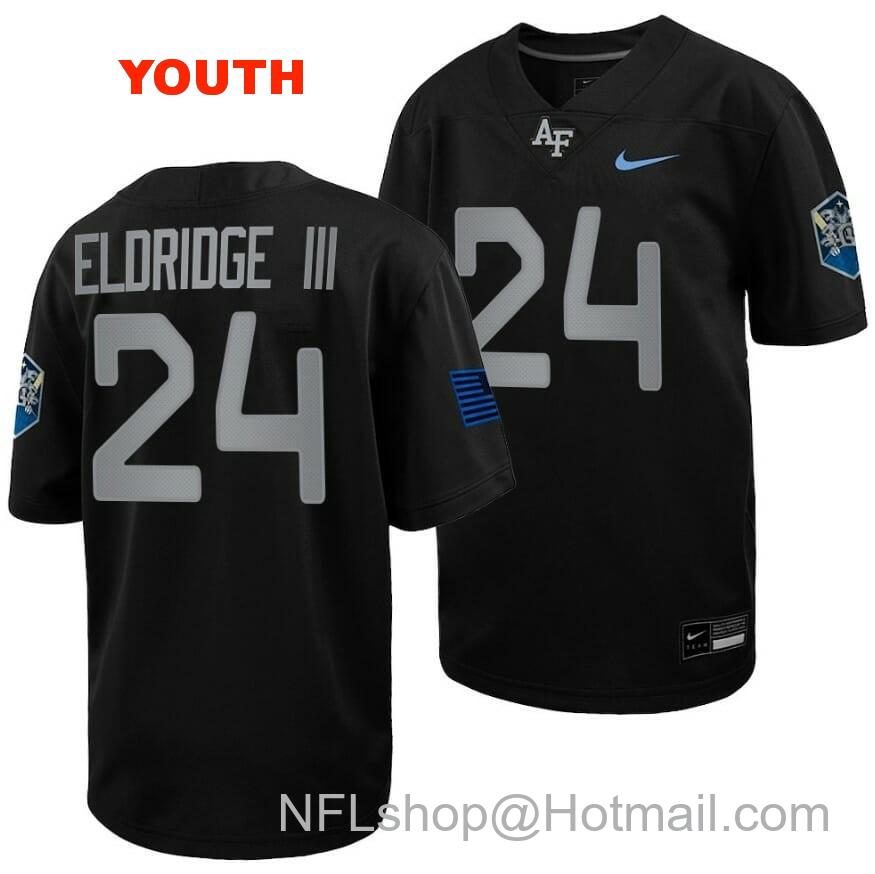 Youth Air Force Falcons John Lee Eldridge III Jersey #24 Football 2022 Space Force Rivalry Alternate Black