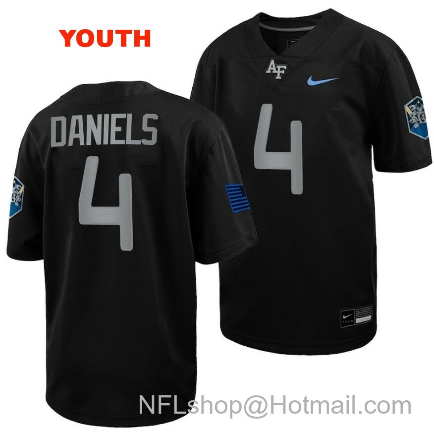 Youth Air Force Falcons Haaziq Daniels Jersey #4 Football 2022 Space Force Rivalry Alternate Black