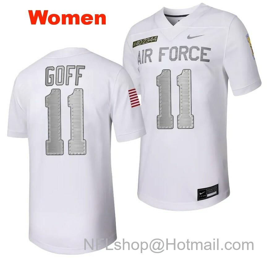 Women's Air Force Falcons Camby Goff Jersey #11 Football Rivalry Legacy Series White