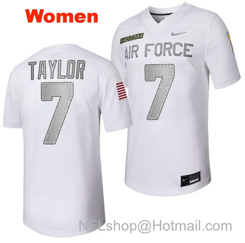 Women's Air Force Falcons Trey Taylor Jersey #7 Football Rivalry Legacy Series White