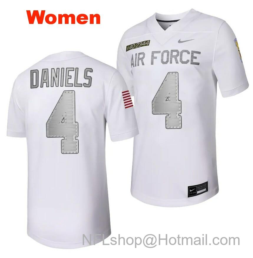 Women's Air Force Falcons Haaziq Daniels Jersey #4 Football Rivalry Legacy Series White