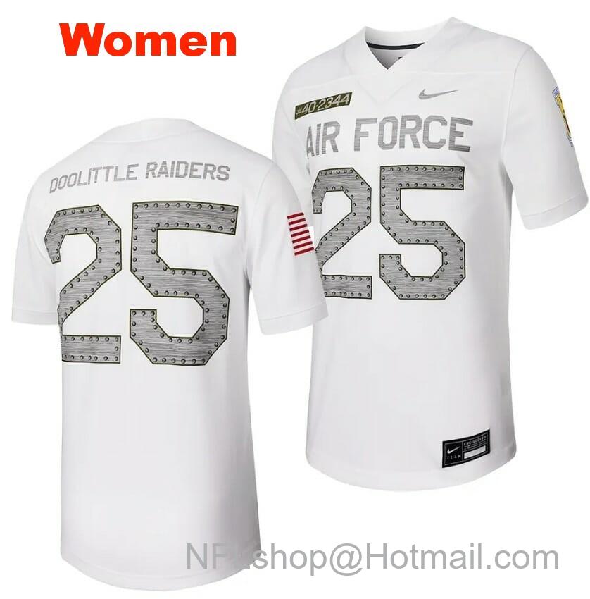 Women's Air Force Falcons Jersey #25 Football Rivalry Legacy Series White