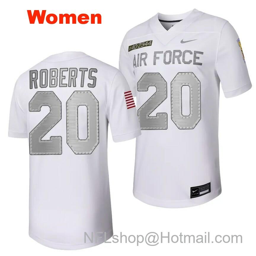 Women's Air Force Falcons Brad Roberts Jersey #20 Football Rivalry Legacy Series White