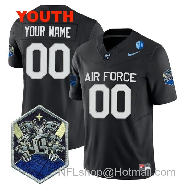 Youth Custom Air Force Falcons Jersey Name and Number College Football Black Alternate Game All Stitched