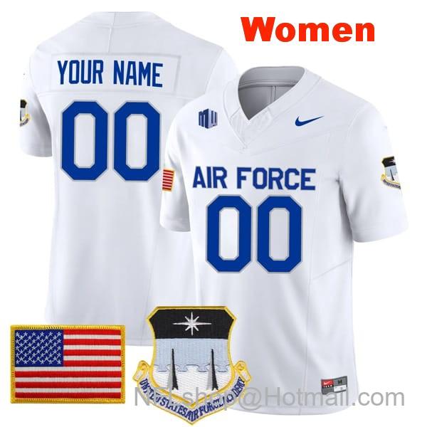 Women's Custom Air Force Falcons Jersey Name and Number College Football White Away Game All Stitched