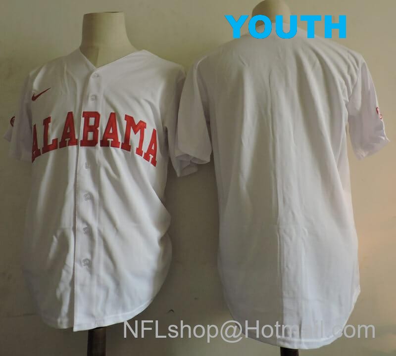 Nike Youth NCAA Alabama Crimson Tide Movie Baseball Jersey White