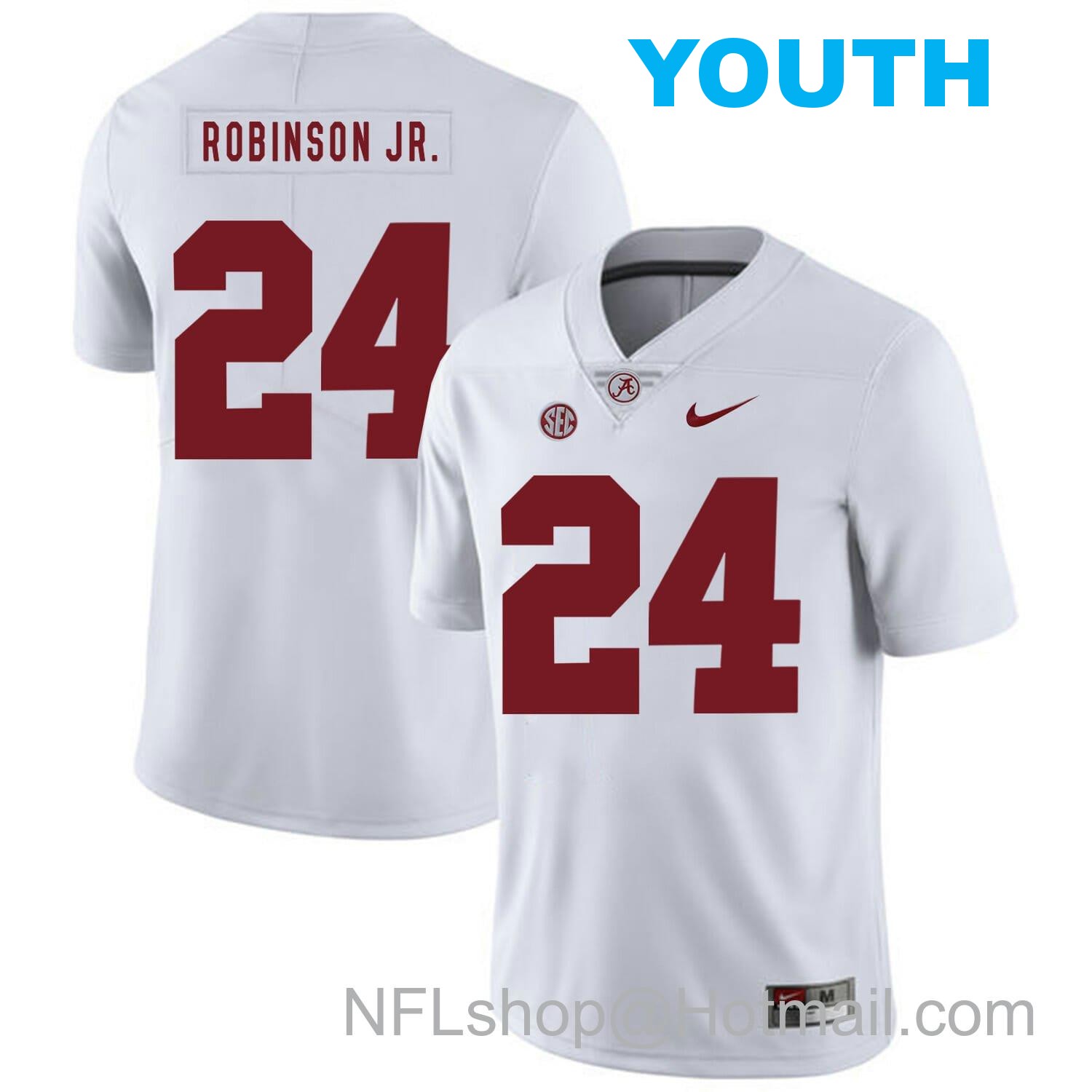 Nike Youth Alabama Crimson Tide #24 Brian Robinson Jr. Football Jersey White