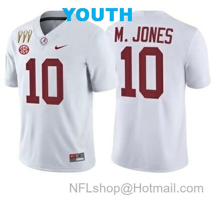 Nike Youth Alabama Crimson Tide #10 Mac Jones NCAA Football Jersey White