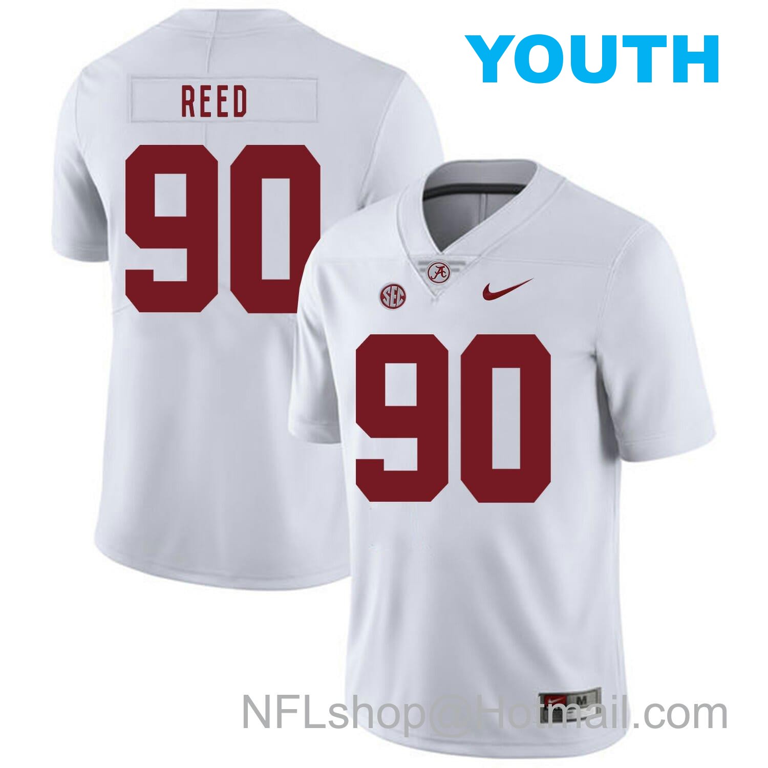 Nike Youth Alabama Crimson Tide #90 Jarran Reed College Football Jersey White