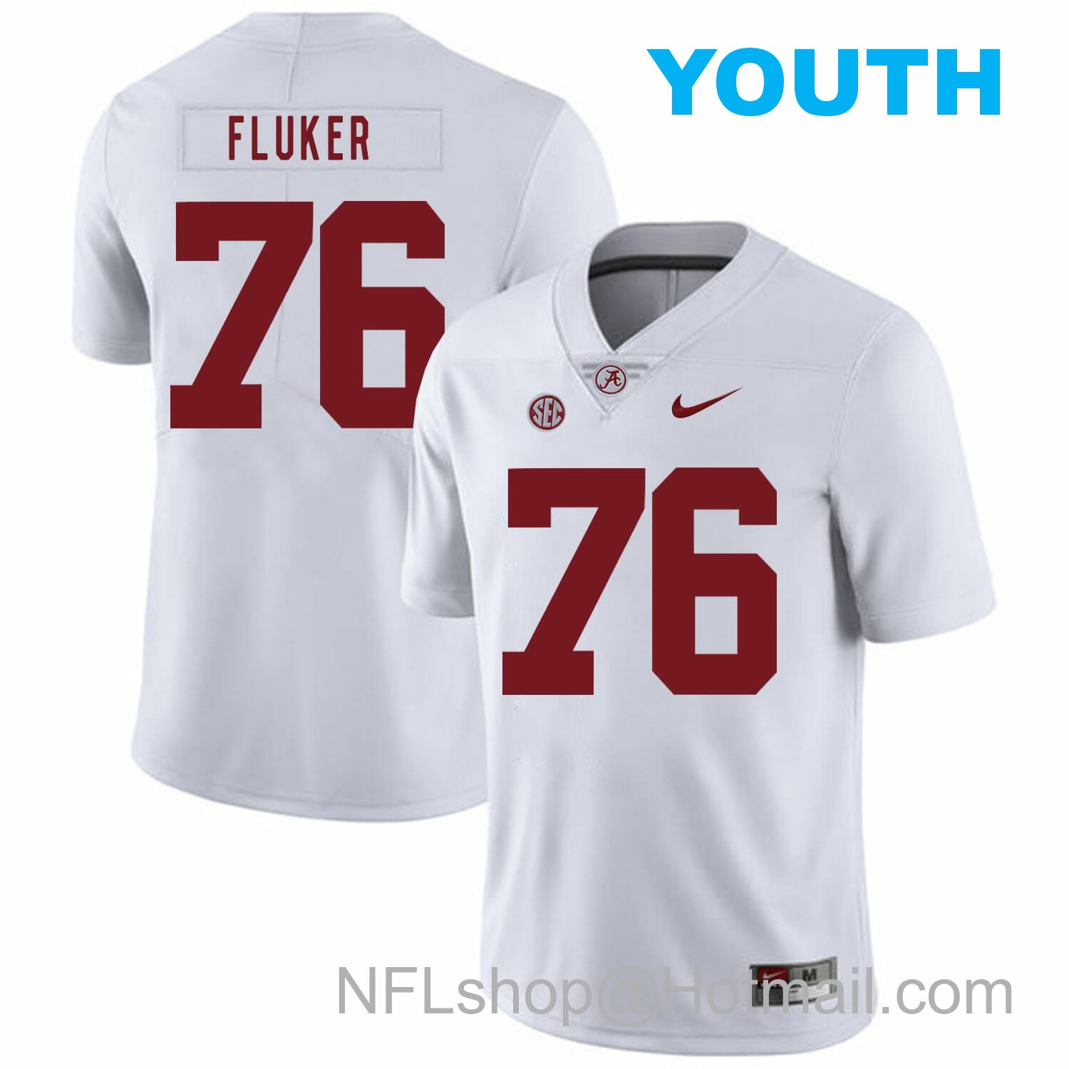 Nike Youth Alabama Crimson Tide #76 D.J. Fluker College Football Jersey White