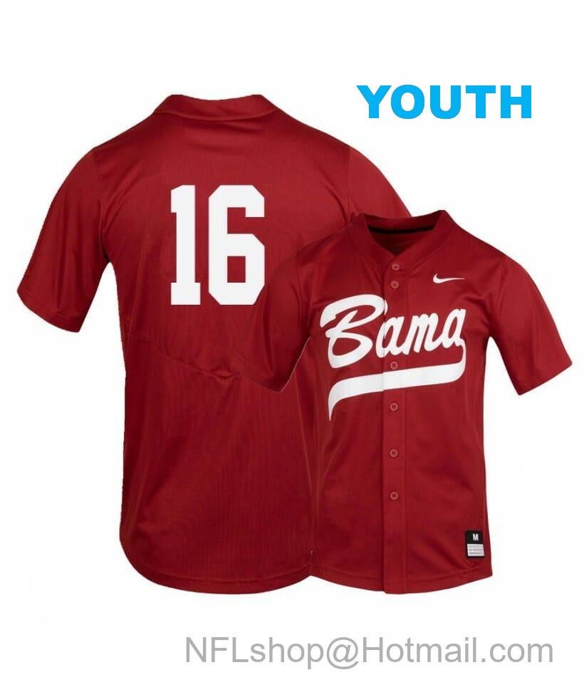 Nike Youth Alabama Crimson Tide 16 Owen Diodati Red College Baseball Jersey