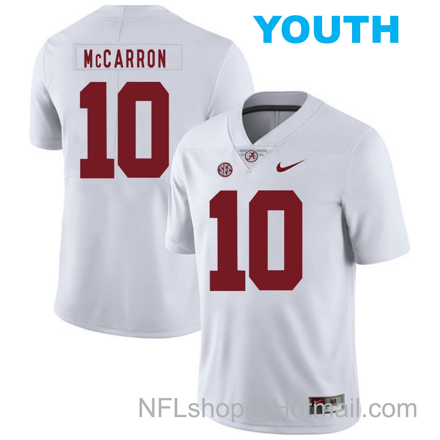 Nike Youth Alabama Crimson Tide #10 A.J McCarron College Football Jersey White