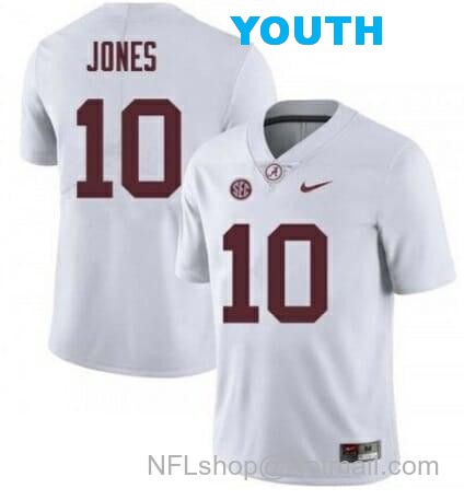 Nike Youth Alabama Crimson Tide #10 Mac Jones Football White Jersey