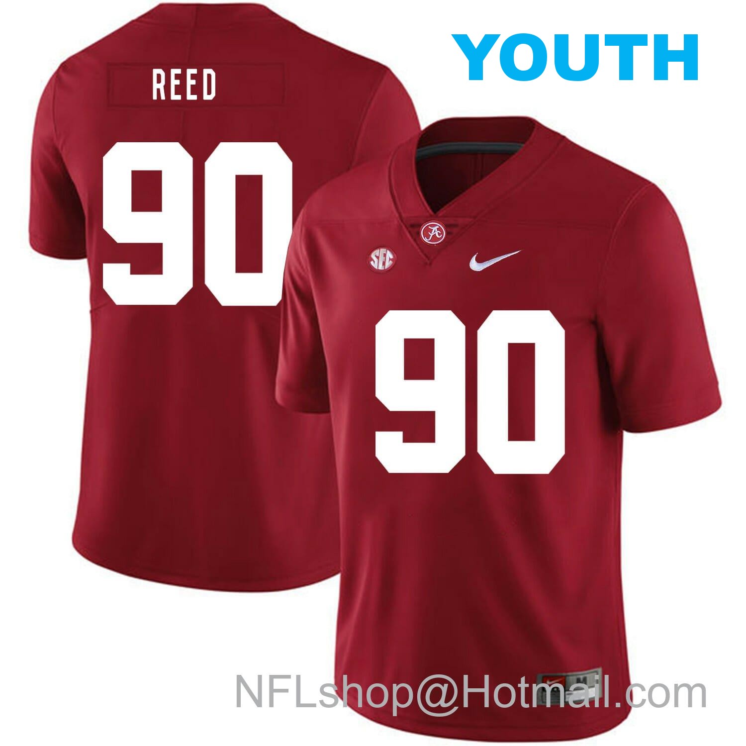 Nike Youth Alabama Crimson Tide #90 Jarran Reed College Football Jersey Red