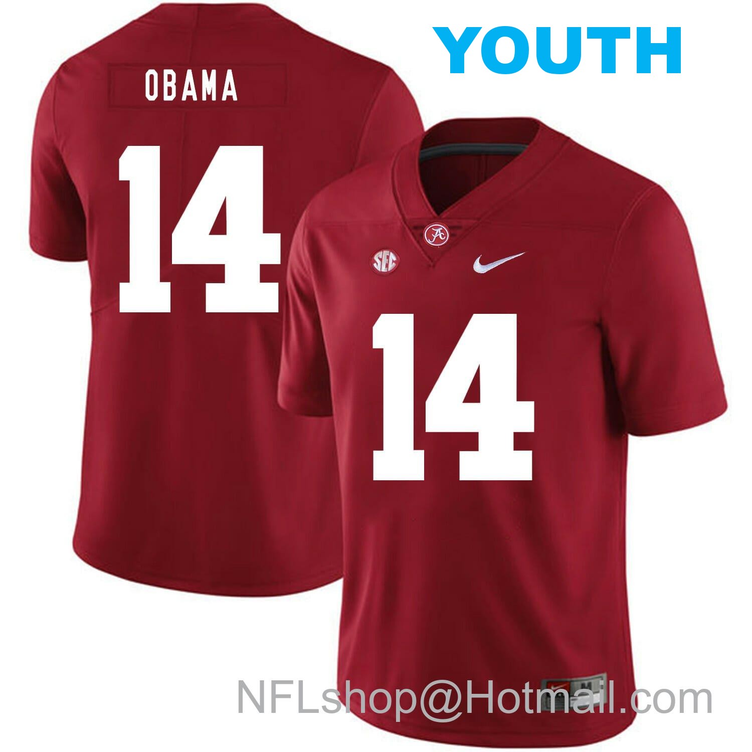 Nike Youth Alabama Crimson Tide #14 Barack Obama College Football Jersey Red