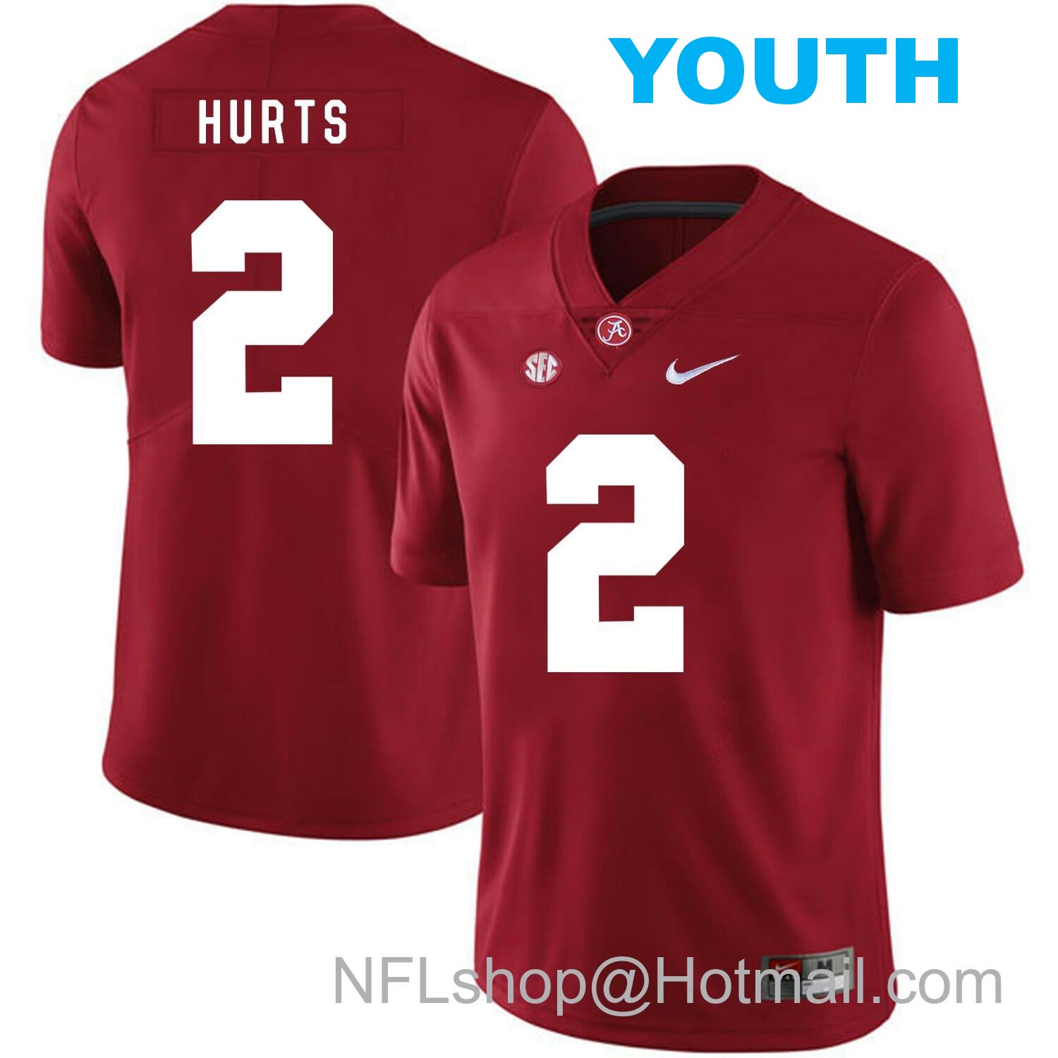 Nike Youth Alabama Crimson Tide #2 Jalen Hurts College Football Jersey Red