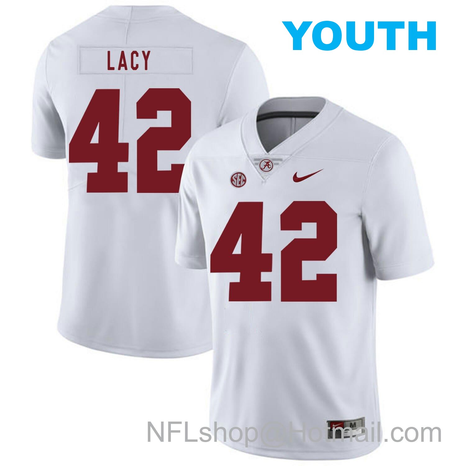 Nike Youth Alabama Crimson Tide #42 Eddie Lacy College Football Jersey White