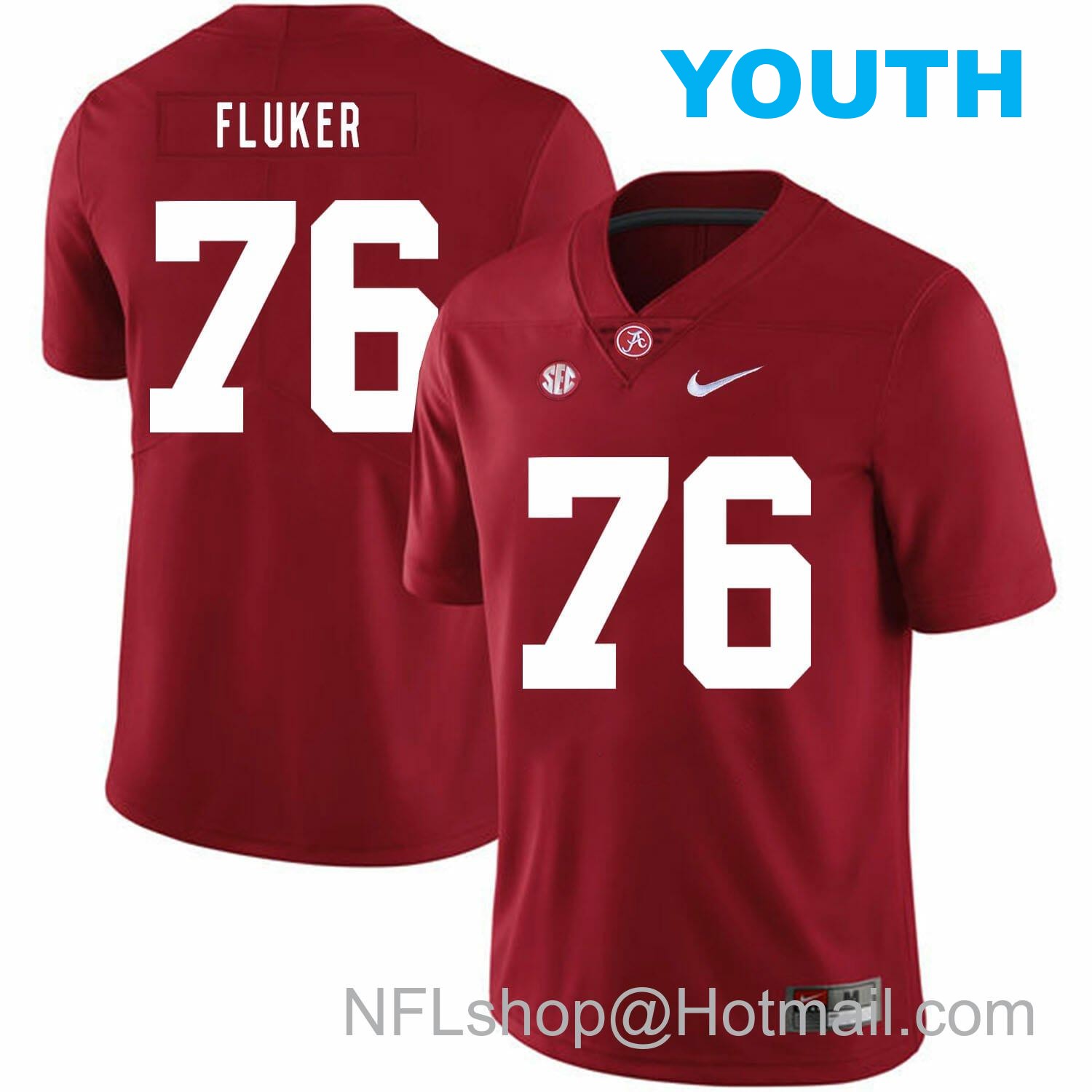 Nike Youth Alabama Crimson Tide #76 D.J. Fluker College Football Jersey Red