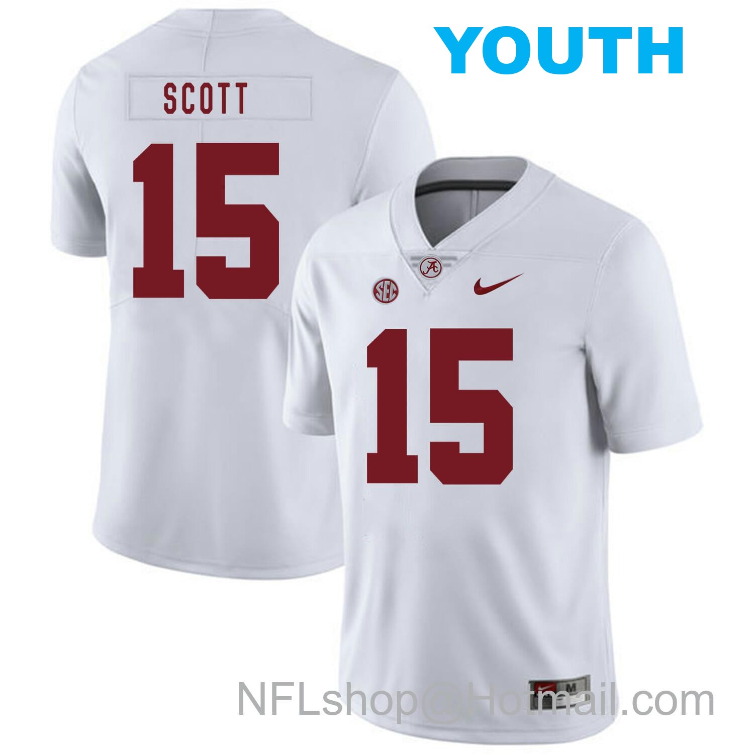 Nike Youth Alabama Crimson Tide #15 JK Scott College Football Jersey White