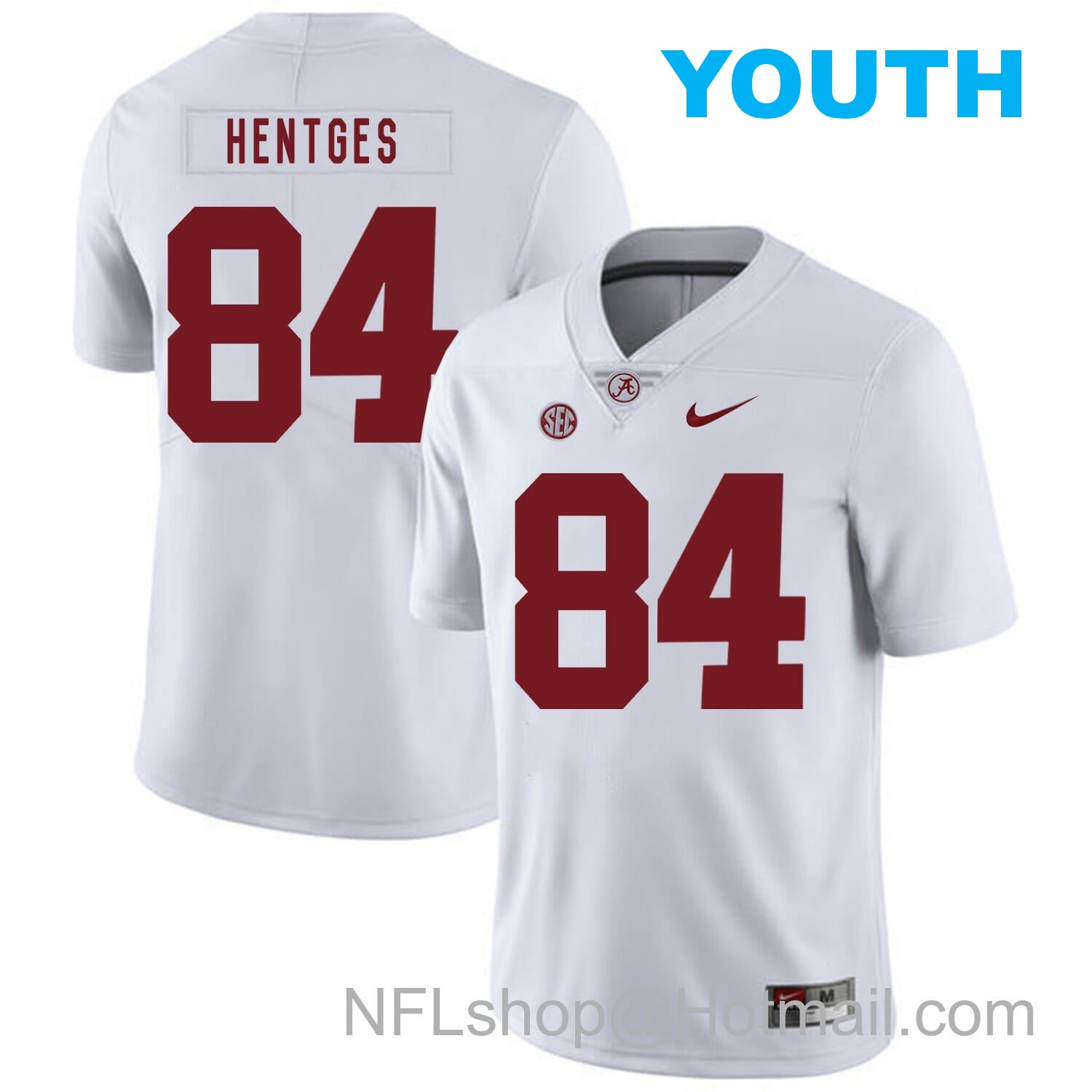 Nike Youth Alabama Crimson Tide #84 Hale Hentges College Football Jersey White